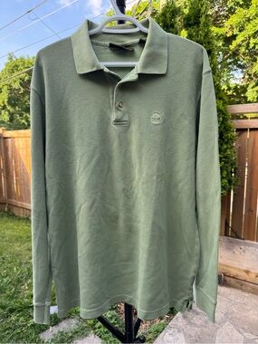 Timberland Men’s Green Long Sleeve Polo Shirt Size Medium